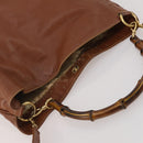 GUCCI Bamboo Shoulder Bag Leather 2way Brown Gold Auth 197250-6
