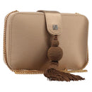 LOEWE Chain Shoulder Bag Satin Beige Gold Auth 197254-1
