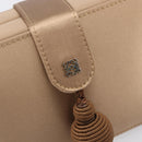 LOEWE Chain Shoulder Bag Satin Beige Gold Auth 197254-18