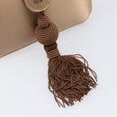 LOEWE Chain Shoulder Bag Satin Beige Gold Auth 197254-19