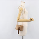 LOEWE Chain Shoulder Bag Satin Beige Gold Auth 197254-23