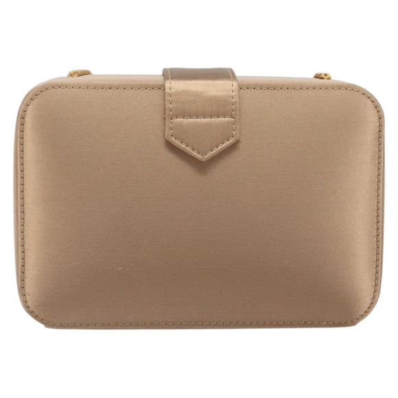 LOEWE Chain Shoulder Bag Satin Beige Gold Auth 197254