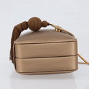 LOEWE Chain Shoulder Bag Satin Beige Gold Auth 197254-3