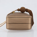 LOEWE Chain Shoulder Bag Satin Beige Gold Auth 197254-4