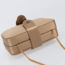 LOEWE Chain Shoulder Bag Satin Beige Gold Auth 197254-6