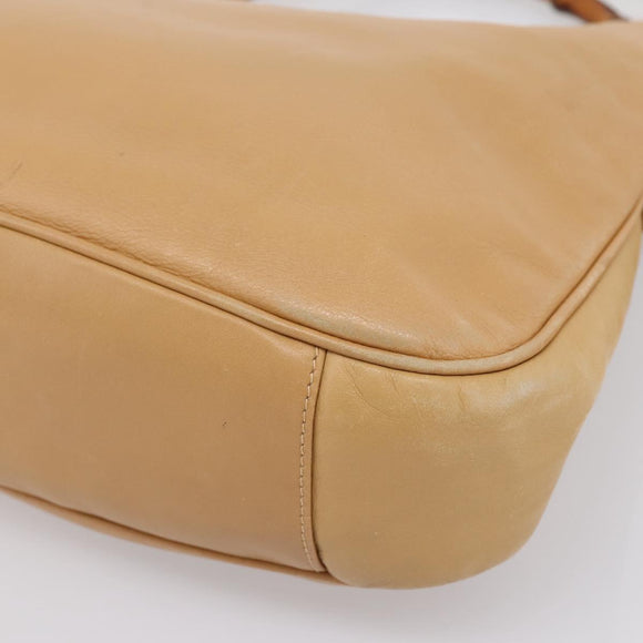 GUCCI Bamboo Shoulder Bag Suede 2way Beige Gold 001 1014 1638 0 Auth 197255