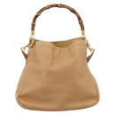 GUCCI Bamboo Shoulder Bag Suede 2way Beige Gold 001 1014 1638 0 Auth 197255-3