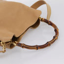 GUCCI Bamboo Shoulder Bag Suede 2way Beige Gold 001 1014 1638 0 Auth 197255-7