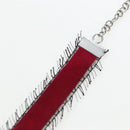 CHANEL Choker Necklace Silk Bordeaux CC Auth 197258V-12