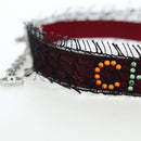 CHANEL Choker Necklace Silk Bordeaux CC Auth 197258V-2