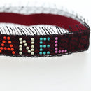 CHANEL Choker Necklace Silk Bordeaux CC Auth 197258V-3