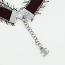 CHANEL Choker Necklace Silk Bordeaux CC Auth 197258V-7