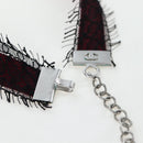 CHANEL Choker Necklace Silk Bordeaux CC Auth 197258V-8