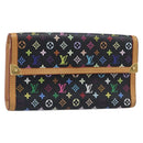 LOUIS VUITTON Monogram Multicolor Porte Tresor Wallet Black M92658 Auth 197263A-1