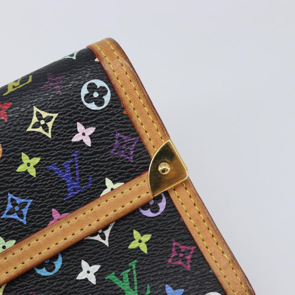 LOUIS VUITTON Monogram Multicolor Porte Tresor Wallet Black M92658 Auth 197263A