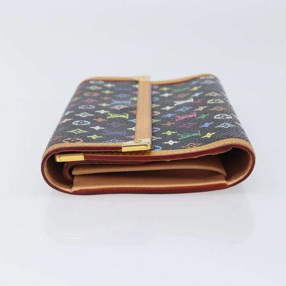 LOUIS VUITTON Monogram Multicolor Porte Tresor Wallet Black M92658 Auth 197263A
