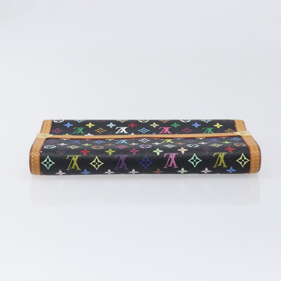 LOUIS VUITTON Monogram Multicolor Porte Tresor Wallet Black M92658 Auth 197263A