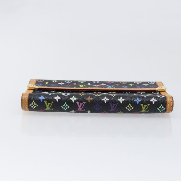 LOUIS VUITTON Monogram Multicolor Porte Tresor Wallet Black M92658 Auth 197263A