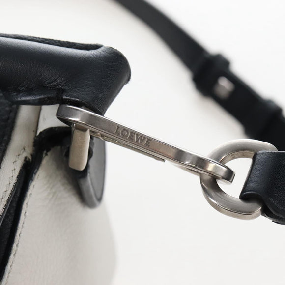 LOEWE Anagram Rose Puzzle Bag Small Bag Leather 2way Black Silver Auth 197266SAM