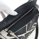 LOEWE Anagram Rose Puzzle Bag Small Bag Leather 2way Black Silver Auth 197266SAM-9