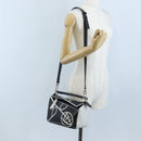 LOEWE Anagram Rose Puzzle Bag Small Bag Leather 2way Black Silver Auth 197266SAM-28