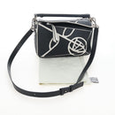 LOEWE Anagram Rose Puzzle Bag Small Bag Leather 2way Black Silver Auth 197266SAM-12