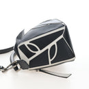LOEWE Anagram Rose Puzzle Bag Small Bag Leather 2way Black Silver Auth 197266SAM-3