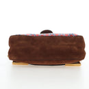 FENDI Chain Shoulder Bag Suede 2way Brown Gold Auth 197273SAV-11