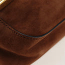 FENDI Chain Shoulder Bag Suede 2way Brown Gold Auth 197273SAV-14