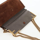 FENDI Chain Shoulder Bag Suede 2way Brown Gold Auth 197273SAV-16