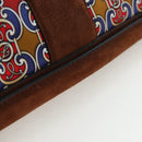 FENDI Chain Shoulder Bag Suede 2way Brown Gold Auth 197273SAV-9