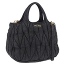 Miu Miu Matelasse Hand Bag Cotton 2way Black Gold Auth 197277-1