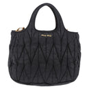 Miu Miu Matelasse Hand Bag Cotton 2way Black Gold Auth 197277-13