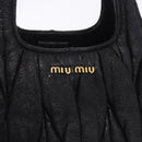 Miu Miu Matelasse Hand Bag Cotton 2way Black Gold Auth 197277-24