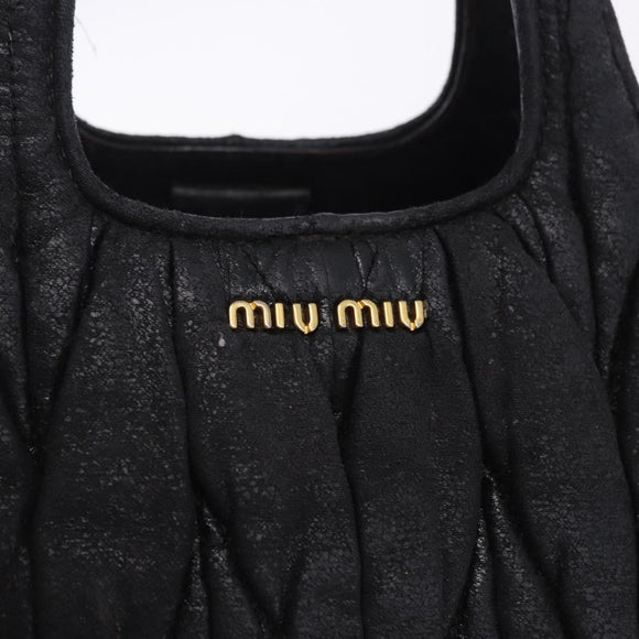 Miu Miu Matelasse Hand Bag Cotton 2way Black Gold Auth 197277