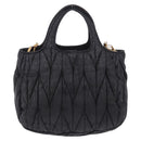 Miu Miu Matelasse Hand Bag Cotton 2way Black Gold Auth 197277-2
