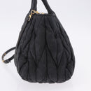 Miu Miu Matelasse Hand Bag Cotton 2way Black Gold Auth 197277-3