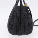 Miu Miu Matelasse Hand Bag Cotton 2way Black Gold Auth 197277-4