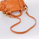 Miu Miu Hand Bag Vitellolux 2way Orange Gold Auth 197281M-10