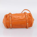 Miu Miu Hand Bag Vitellolux 2way Orange Gold Auth 197281M-12