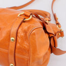 Miu Miu Hand Bag Vitellolux 2way Orange Gold Auth 197281M-13