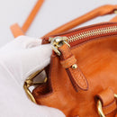 Miu Miu Hand Bag Vitellolux 2way Orange Gold Auth 197281M-17