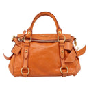 Miu Miu Hand Bag Vitellolux 2way Orange Gold Auth 197281M-2