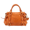 Miu Miu Hand Bag Vitellolux 2way Orange Gold Auth 197281M-3