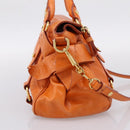 Miu Miu Hand Bag Vitellolux 2way Orange Gold Auth 197281M-4