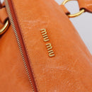 Miu Miu Hand Bag Vitellolux 2way Orange Gold Auth 197281M-6