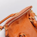 Miu Miu Hand Bag Vitellolux 2way Orange Gold Auth 197281M-7