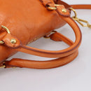 Miu Miu Hand Bag Vitellolux 2way Orange Gold Auth 197281M-8