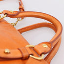 Miu Miu Hand Bag Vitellolux 2way Orange Gold Auth 197281M-9