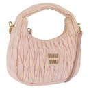 Miu Miu Matelasse Wonder Hand Bag Satin 2way Pink Gold Auth 197282V-1